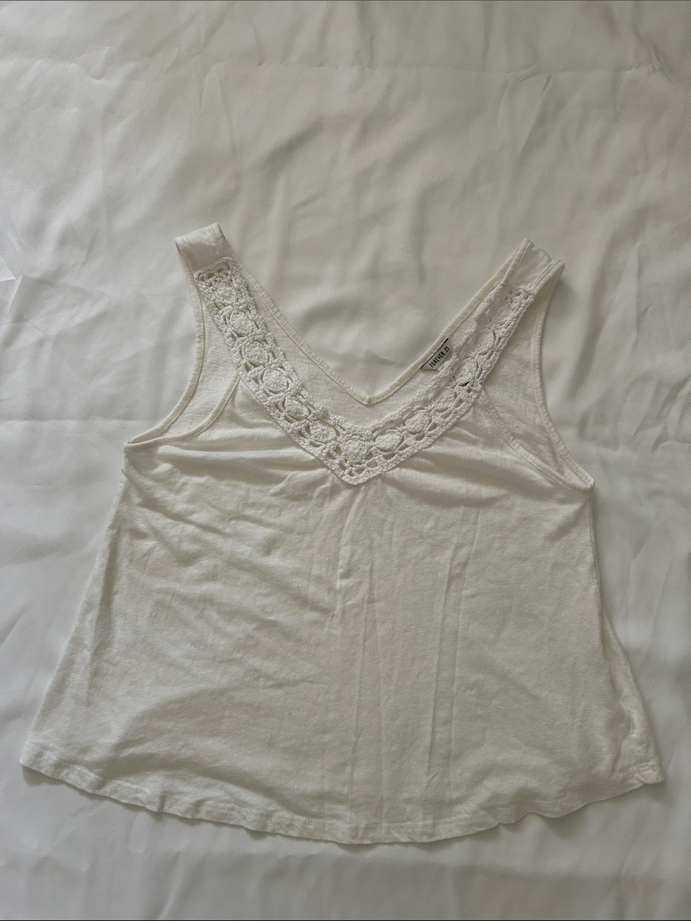 Forever 21 White Crochet Trim V-Neck Camisole